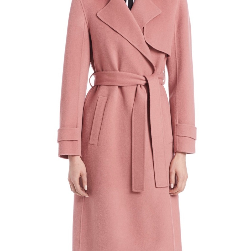 Theory Pink Wool Trench Coat Size M